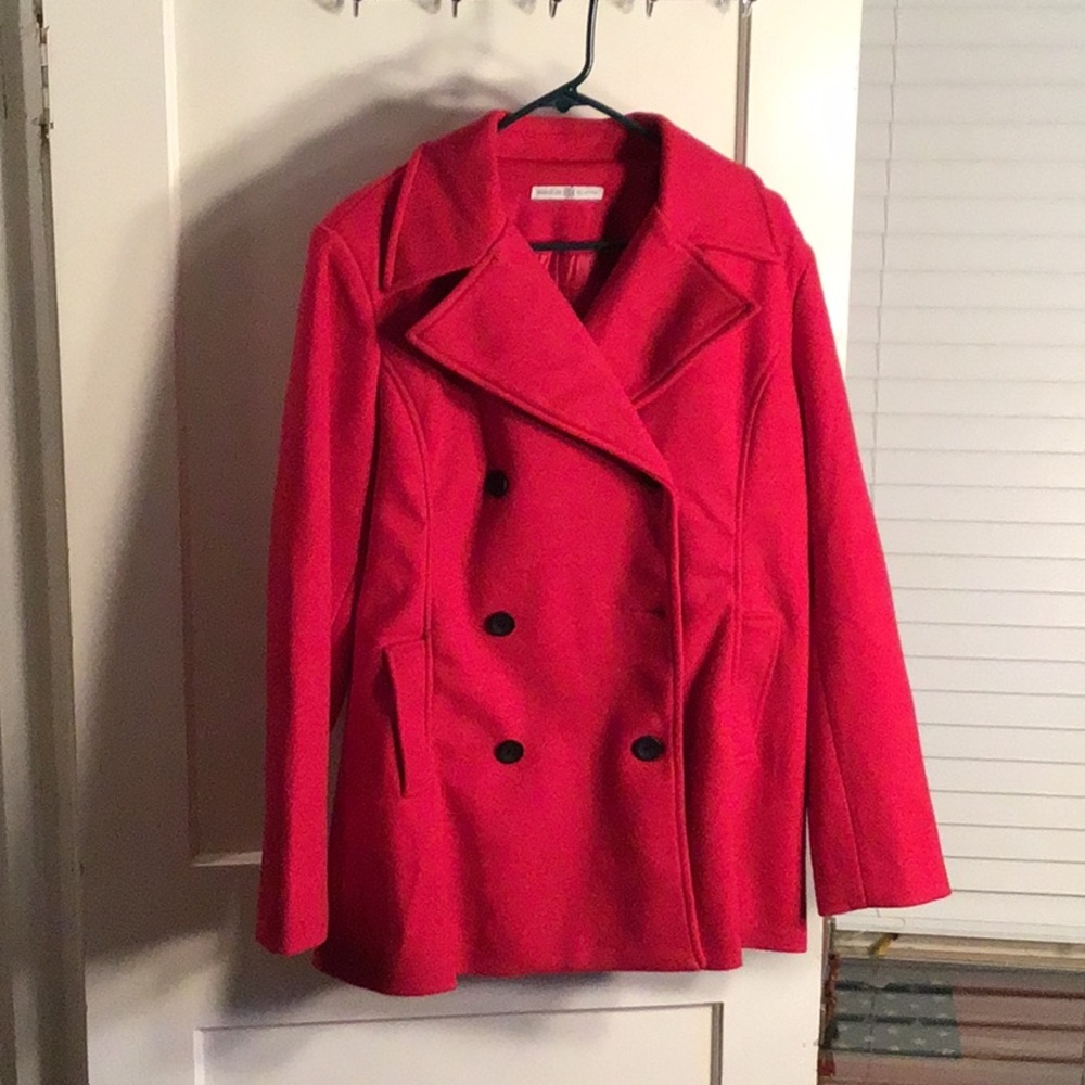 Red coat.